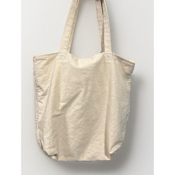 NWT World Market Beige Shopping Tote Bag Havana Shells Beads Coins Beach - Picture 2 of 8